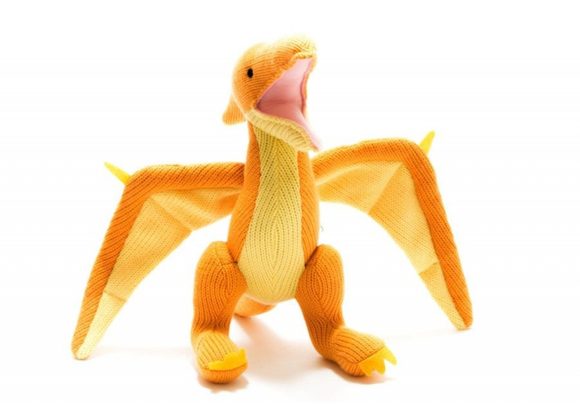Yellow Pterodactyl Knitted Dinosaur Soft Toy by Best Years