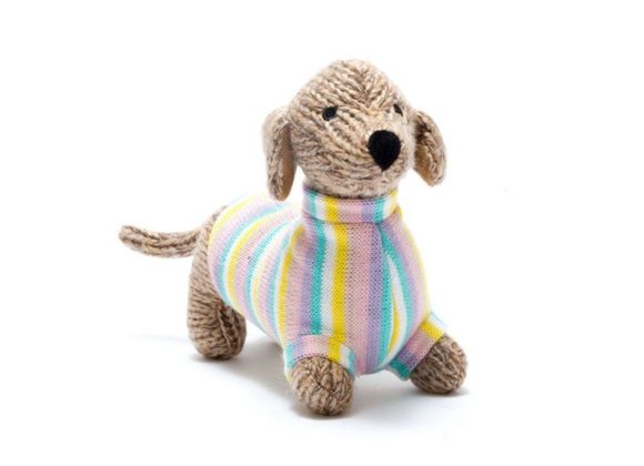 Sausage Dog Soft Toy in Pastel Jumper by Best Years