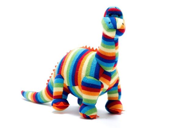 Diplodocus Knitted Dinosaur Soft Toy Bold Stripe