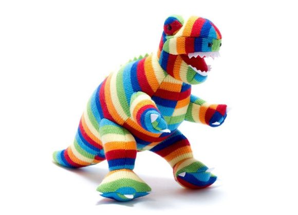 T Rex Dinosaur Knitted Toy Bold Stripe