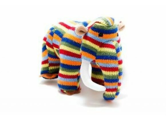 Bright Stripe Woolly Mammoth Knitted Dinosaur Toy
