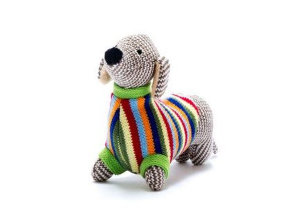 Sausage Dog striped Baby Rattle