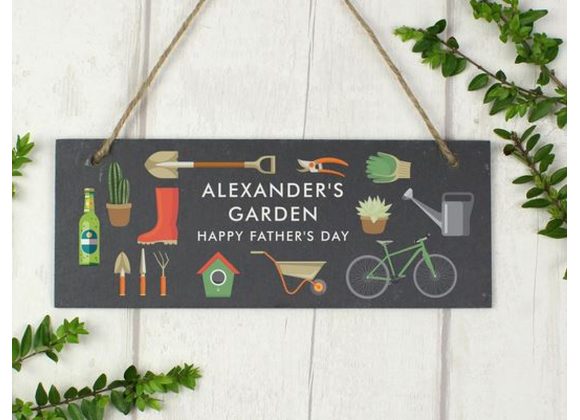 Personalised Garden Printed Hanging Slate Plaque