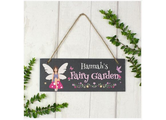 Personalised Fairy Garden Printed Hanging Slate Plaque
