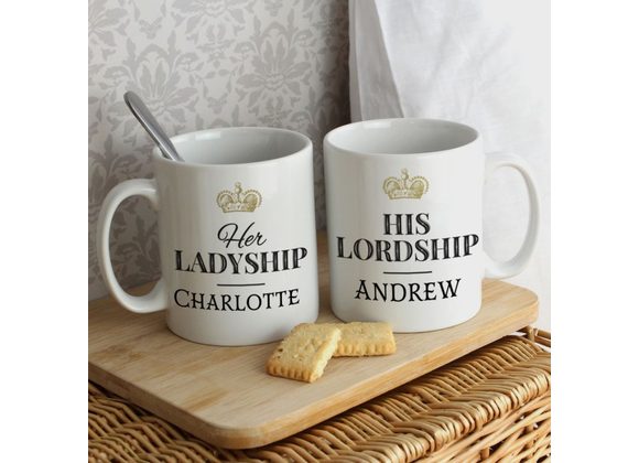 Personalised Ladyship and Lordship Mug Set
