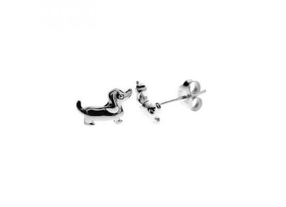 925 Silver small Dachshund Stud Earrings