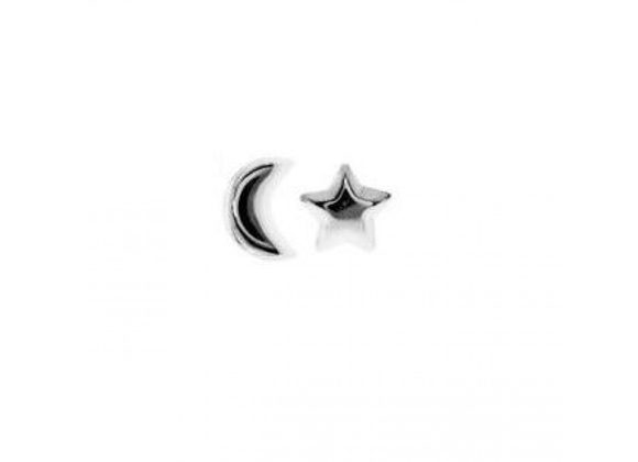 Small 925 Silver Moon & Star Stud Earrings