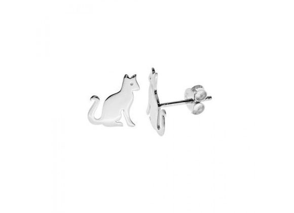 925 Silver Cat Stud Earrings