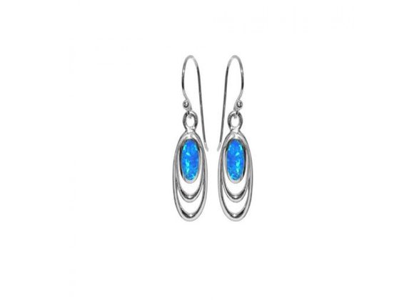 925 Silver & Oval blue Opalique Drop Earrings
