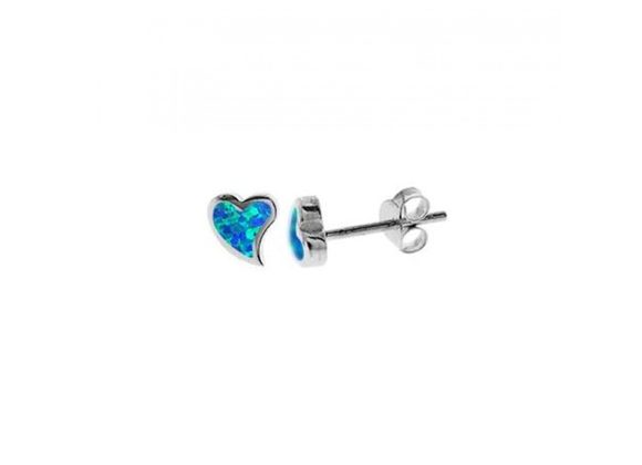Small flush 925 Silver & Opalique Heart Stud Earrings