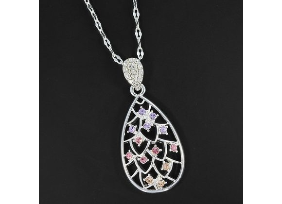 Teardrop Silver Plated Pastel Necklace by Equilibrium