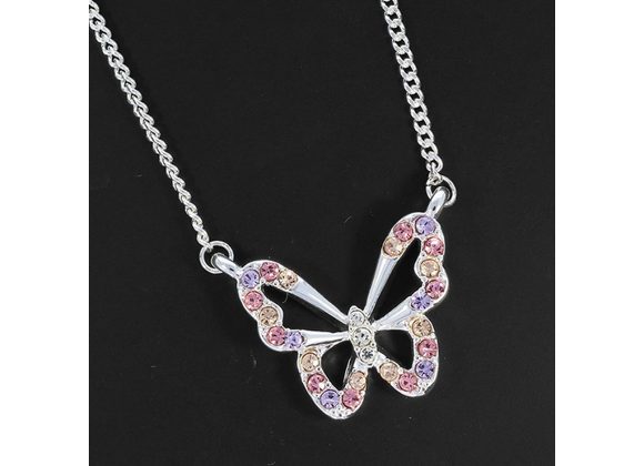 Butterfly Silver Plated multi pastel Necklace by Equilibrium