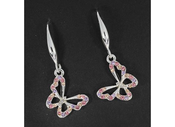 Butterfly Silver Plated & pastel stones Earrings by Equilibrium