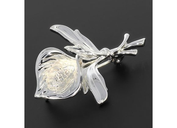 Calla Lily Silver Plated Ornate Brooch by Equilibrium