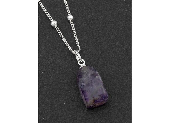 Amethyst Silver Plated Gem Stone Necklace by Equilibrium