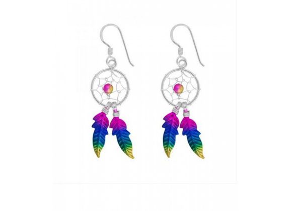 Beautiful Large Rainbow Dreamcatcher Earrings