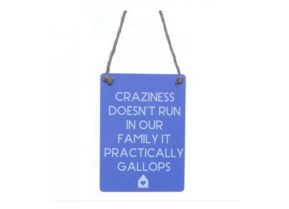 Craziness Doesn't Run In Our Family - Mini Metal Sign