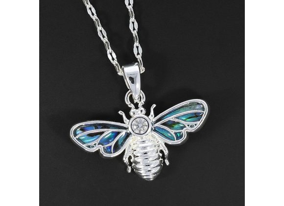 Bee Silver Plated Paua Shell Necklace by Equilibrium