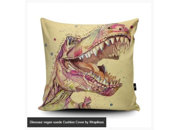 Dinosaur vegan suede Cushion Cover by Wraptious