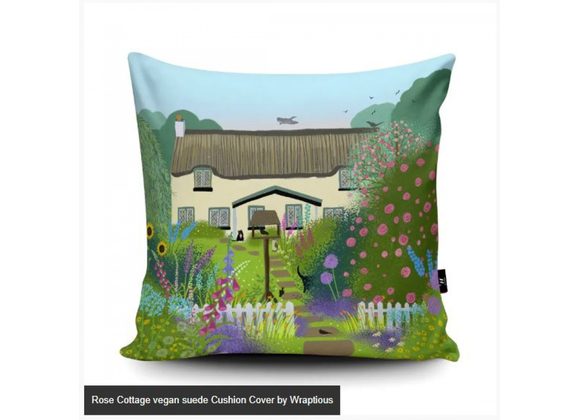 Rose Cottage vegan suede Cushion Cover by Wraptious