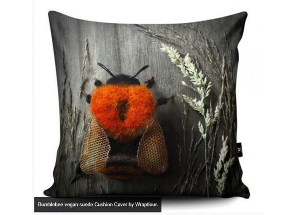 Bumblebee vegan suede Cushion Cover by Wraptious