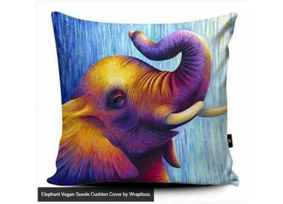 Elephant vegan suede Cushion Cover by Wraptious
