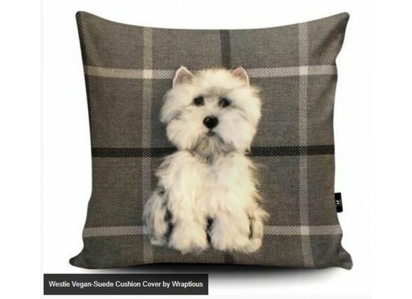 Westie vegan suede Cushion Cover by Wraptious