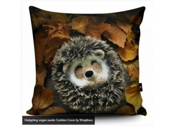 Hedgehog vegan suede Cushion Cover by Wraptious