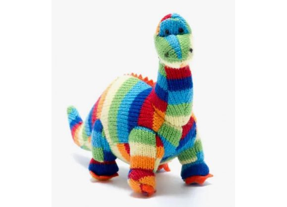 Bold stripe knitted Diplodocus baby Rattle