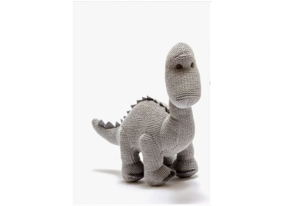 Grey Diplodocus Dinosaur Knitted Plush Toy by Best Years