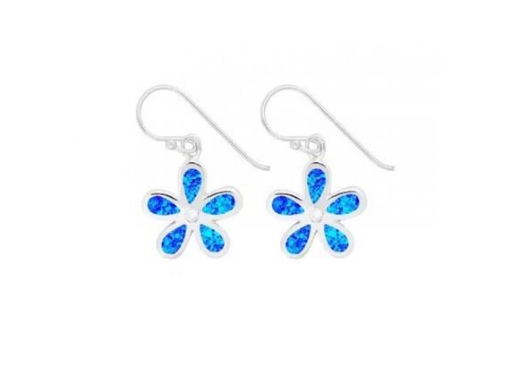 925 Silver & Opalique Flower design drop Earrings
