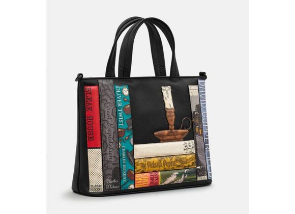 Black Leather Dickens Bookworm Multiway Grab Bag by YOSHI