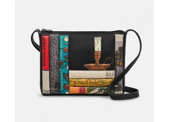 Black Leather Dickens Bookworm Cross Body Bag by YOSHI