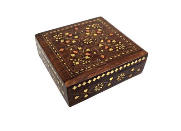 Wooden Brass Inlay Storage Box With Lining