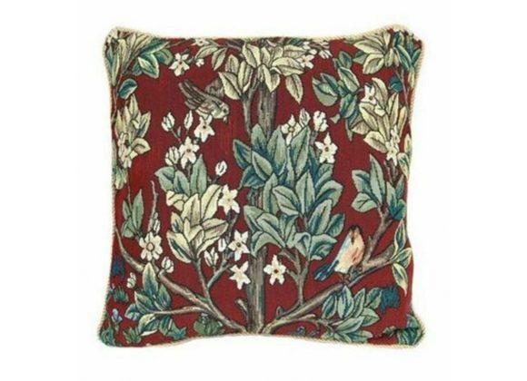 William Morris Tree of Life - Red Cushion Cover by Signare