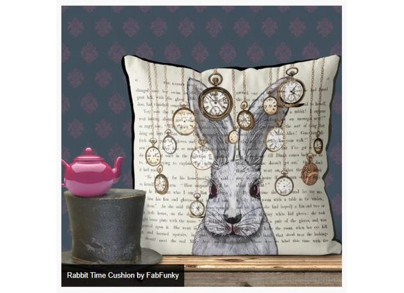Rabbit Time Cushion by FabFunky