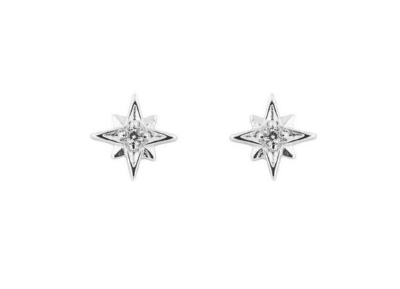 Small 925 Silver & CZ Starburst Stud Earrings