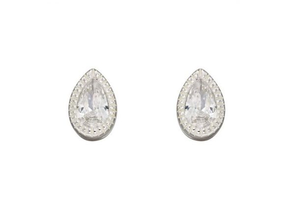 Small 925 Silver & millegrain set CZ Stud Earrings