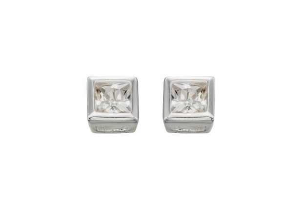 925 Silver & Cubic Zirconia Square Stud Earrings.