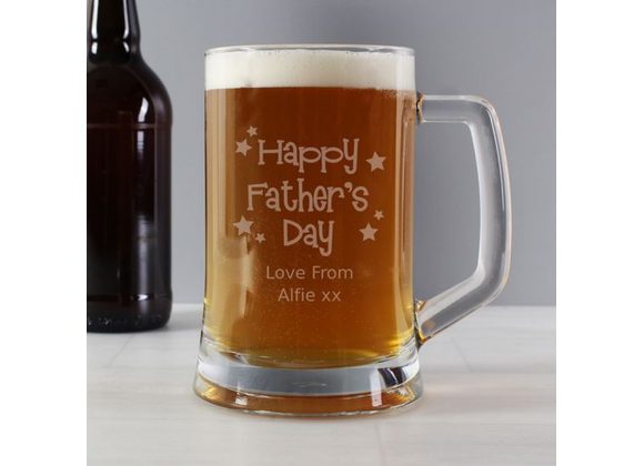 Personalised Happy Father's Day Stars Pint Tankard