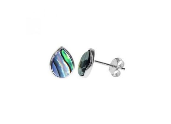 Small 925 Silver & Paua Shell Teardrop stud Earrings