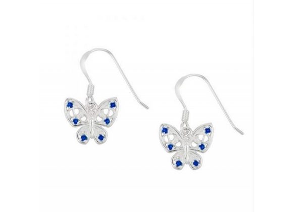 925 Silver Blue Butterfly Earrings