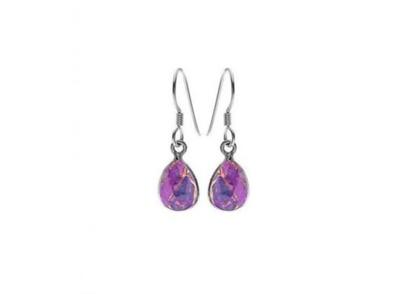 Small 925 Silver & Purple Mohave teardrop Earrings