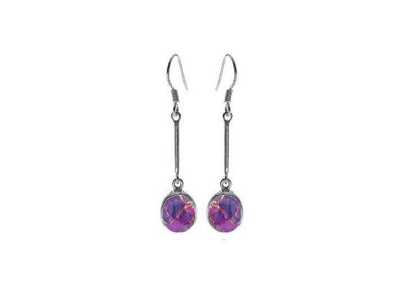 925 Silver & Purple Mohave Turquoise long drop earrings