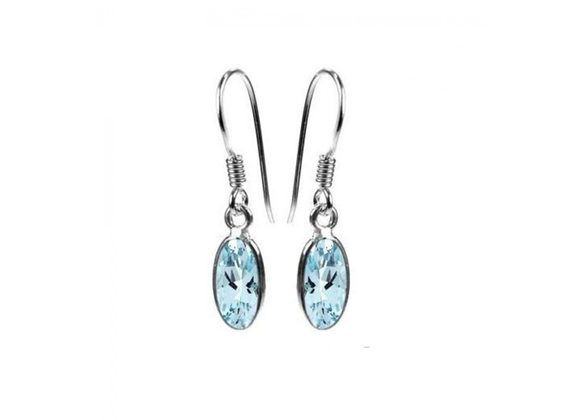 925 Silver & Blue Topaz Oval Drop Earrings