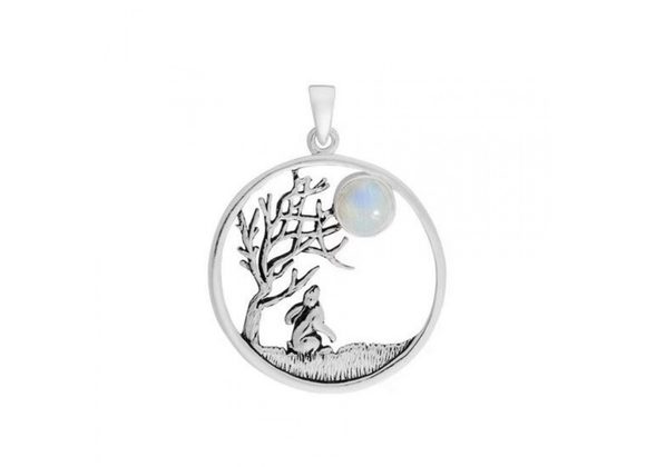 925 Silver Tree of Life & Hare gazing at Moon Pendant and chain