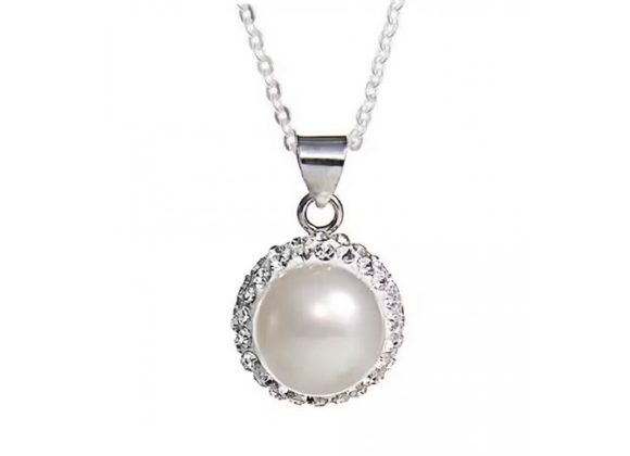 925 Silver Freshwater Pearl Crystal Pendant