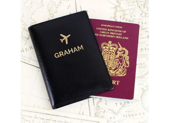 Personalised Gold Name Black Passport Holder