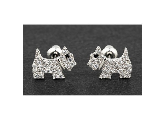 Westie Stud Silver Plated & CZ Earrings by Equil;ibrium