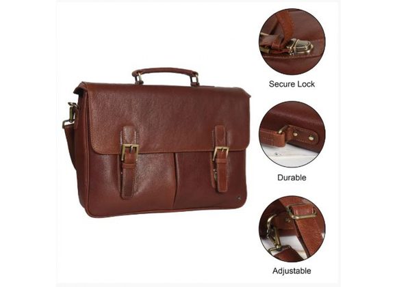 Brown leather Satchel style Briefcase business Bag by Primehide 